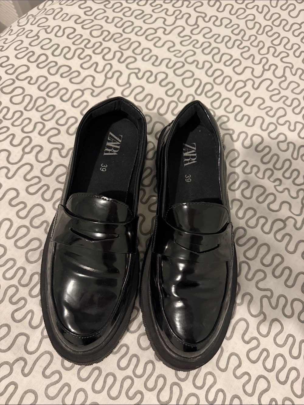 Zara Glossy Black Penny Loafers